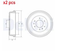 X2 PCS FITS FORD RANGER 2.5 TDDI BRAKE DRUM BF581 DELPHI