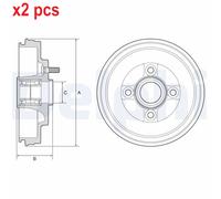 Brake drum BFR589 DELPHI for MITSUBISHI MIRAGE / SPACE STAR VI Hatchback