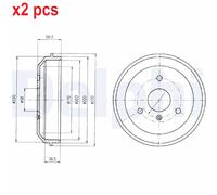 X2 PCS FITS SMART CABRIO 0.6 BRAKE DRUM BF465 DELPHI