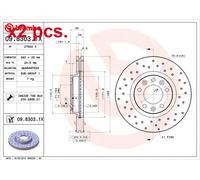 X2 PCS FRONT BRAKE DISC PAIR L&R 09.8303.1X BREMBO I