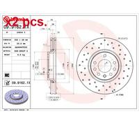 X2 PCS FRONT BRAKE DISC PAIR L&R 09.9162.1X BREMBO I