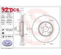 X2 PCS FRONT BRAKE DISC PAIR L&R 09.A828.21 BREMBO I