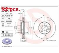 2x Brake Discs Front Internally Vented Braking Fits Ford Volvo BREMBO 09.A905.11