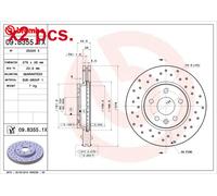 X2 PCS FRONT BRAKE DISC PAIR L&R 09.B355.1X BREMBO I