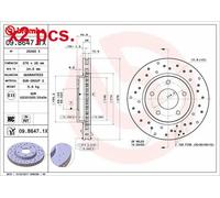 X2 PCS FRONT BRAKE DISC PAIR L&R 09.B647.1X BREMBO I