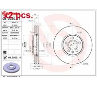 X2 PCS FRONT BRAKE DISC PAIR L&R 09.D250.11 BREMBO I