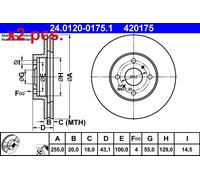 X2 PCS FRONT BRAKE DISC PAIR L&R 24.0120-0175.1 ATE I