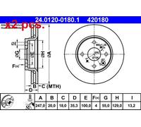 X2 PCS FRONT BRAKE DISC PAIR L&R 24.0120-0180.1 ATE I