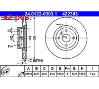 X2 PCS FRONT BRAKE DISC PAIR L&R 24.0122-0303.1 ATE I