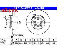 X2 PCS FRONT BRAKE DISC PAIR L&R 24.0124-0128.1 ATE I