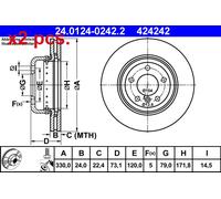 X2 PCS FRONT BRAKE DISC PAIR L&R 24.0124-0242.2 ATE I