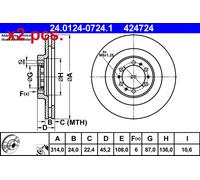 X2 PCS FRONT BRAKE DISC PAIR L&R 24.0124-0724.1 ATE I