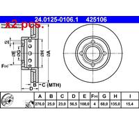 X2 PCS FRONT BRAKE DISC PAIR L&R 24.0125-0106.1 ATE I