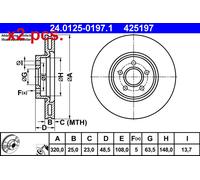 X2 PCS FRONT BRAKE DISC PAIR L&R 24.0125-0197.1 ATE I