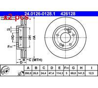 X2 PCS FRONT BRAKE DISC PAIR L&R 24.0126-0128.1 ATE I