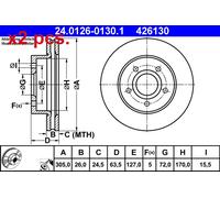 X2 PCS FRONT BRAKE DISC PAIR L&R 24.0126-0130.1 ATE I