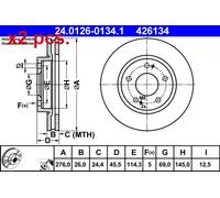 X2 PCS FRONT BRAKE DISC PAIR L&R 24.0126-0134.1 ATE I