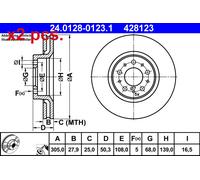 X2 PCS FRONT BRAKE DISC PAIR L&R 24.0128-0123.1 ATE I