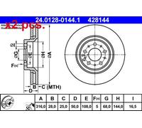 X2 PCS FRONT BRAKE DISC PAIR L&R 24.0128-0144.1 ATE I