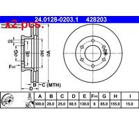 X2 PCS FRONT BRAKE DISC PAIR L&R 24.0128-0203.1 ATE I