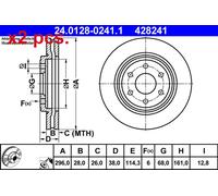 X2 PCS FRONT BRAKE DISC PAIR L&R 24.0128-0241.1 ATE I