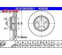 X2 PCS FRONT BRAKE DISC PAIR L&R 24.0128-0250.1 ATE I
