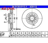 X2 PCS FRONT BRAKE DISC PAIR L&R 24.0130-0113.1 ATE I