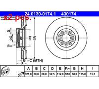 X2 PCS FRONT BRAKE DISC PAIR L&R 24.0130-0174.1 ATE I