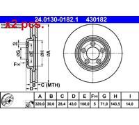X2 PCS FRONT BRAKE DISC PAIR L&R 24.0130-0182.1 ATE I