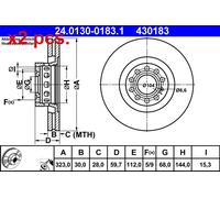 X2 PCS FRONT BRAKE DISC PAIR L&R 24.0130-0183.1 ATE I