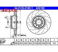 X2 PCS FRONT BRAKE DISC PAIR L&R 24.0130-0185.1 ATE I