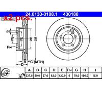 X2 PCS FRONT BRAKE DISC PAIR L&R 24.0130-0188.1 ATE I