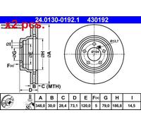 X2 PCS FRONT BRAKE DISC PAIR L&R 24.0130-0192.1 ATE I
