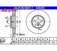 X2 PCS FRONT BRAKE DISC PAIR L&R 24.0130-0251.1 ATE I
