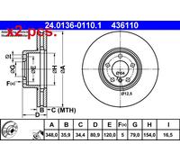 X2 PCS FRONT BRAKE DISC PAIR L&R 24.0136-0110.1 ATE I