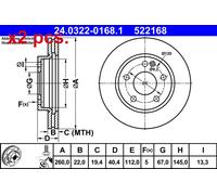 X2 PCS FRONT BRAKE DISC PAIR L&R 24.0322-0168.1 ATE I