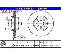 X2 PCS FRONT BRAKE DISC PAIR L&R 24.0324-0166.1 ATE I