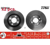 X2 PCS FRONT BRAKE DISC PAIR L&R DF1220 TRW I