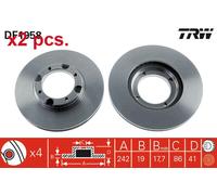 X2 PCS FRONT BRAKE DISC PAIR L&R DF1958 TRW I