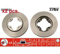 X2 PCS FRONT BRAKE DISC PAIR L&R DF2024 TRW I