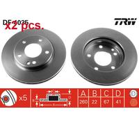 X2 PCS FRONT BRAKE DISC PAIR L&R DF4035 TRW I