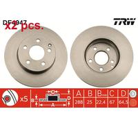 X2 PCS FRONT BRAKE DISC PAIR L&R DF4947 TRW I