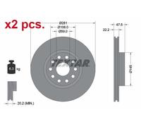 X2 PCS FRONT BRAKE DISC ROTORS SET L&R SIDES 92093800 TEXTAR I