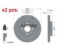 X2 PCS FRONT BRAKE DISC ROTORS SET L&R SIDES 92119203 TEXTAR I