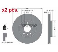 X2 PCS FRONT BRAKE DISC ROTORS SET L&R SIDES 92205605 TEXTAR I