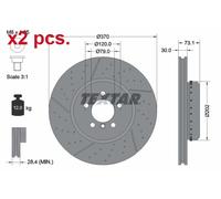 X2 PCS FRONT BRAKE DISC ROTORS SET L&R SIDES 92265425 TEXTAR I