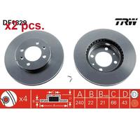 X2 PCS FRONT BRAKE DISC ROTORS SET L&R SIDES DF1829 TRW I