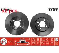 X2 PCS FRONT BRAKE DISC ROTORS SET L&R SIDES DF2550 TRW I