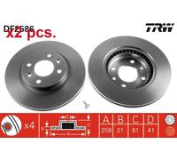 X2 PCS FRONT BRAKE DISC ROTORS SET L&R SIDES DF2586 TRW I