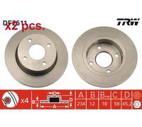 X2 PCS FRONT BRAKE DISC ROTORS SET L&R SIDES DF2611 TRW I